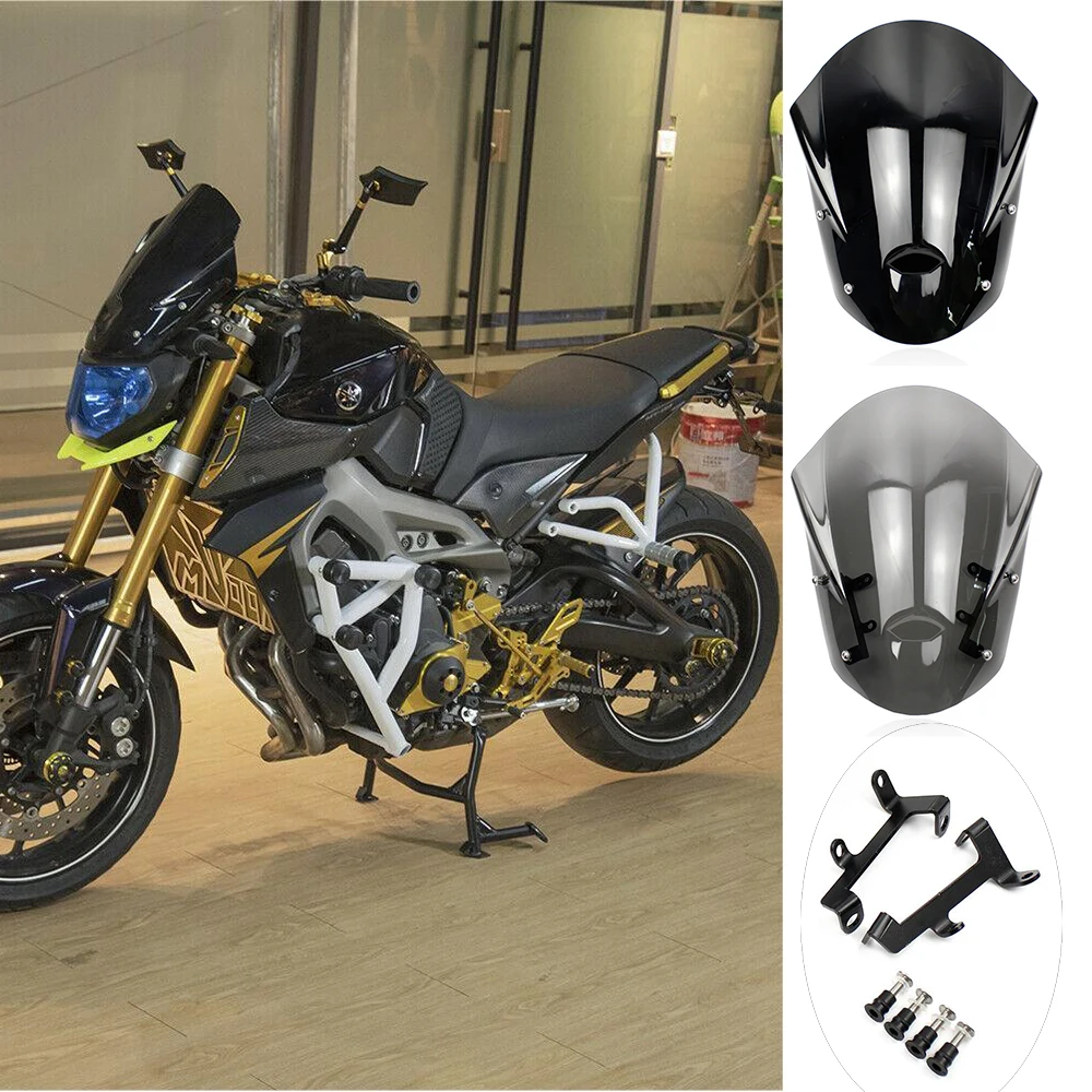 

Windscreen For YAMAHA MT-09 FZ-09 2013 2014 2015 2016 Windshield Wind Deflectors Dashboard Protector ABS Plastic Smoke Black