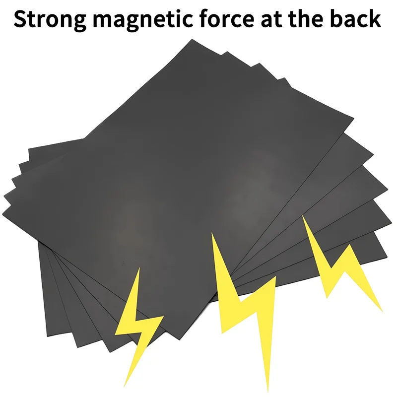 Hojas magnéticas A4, alfombrillas magnéticas negras de 0,8mm para bricolaje, nevera, foto y corte de imágenes, imanes artesanales magnéticos en un lado