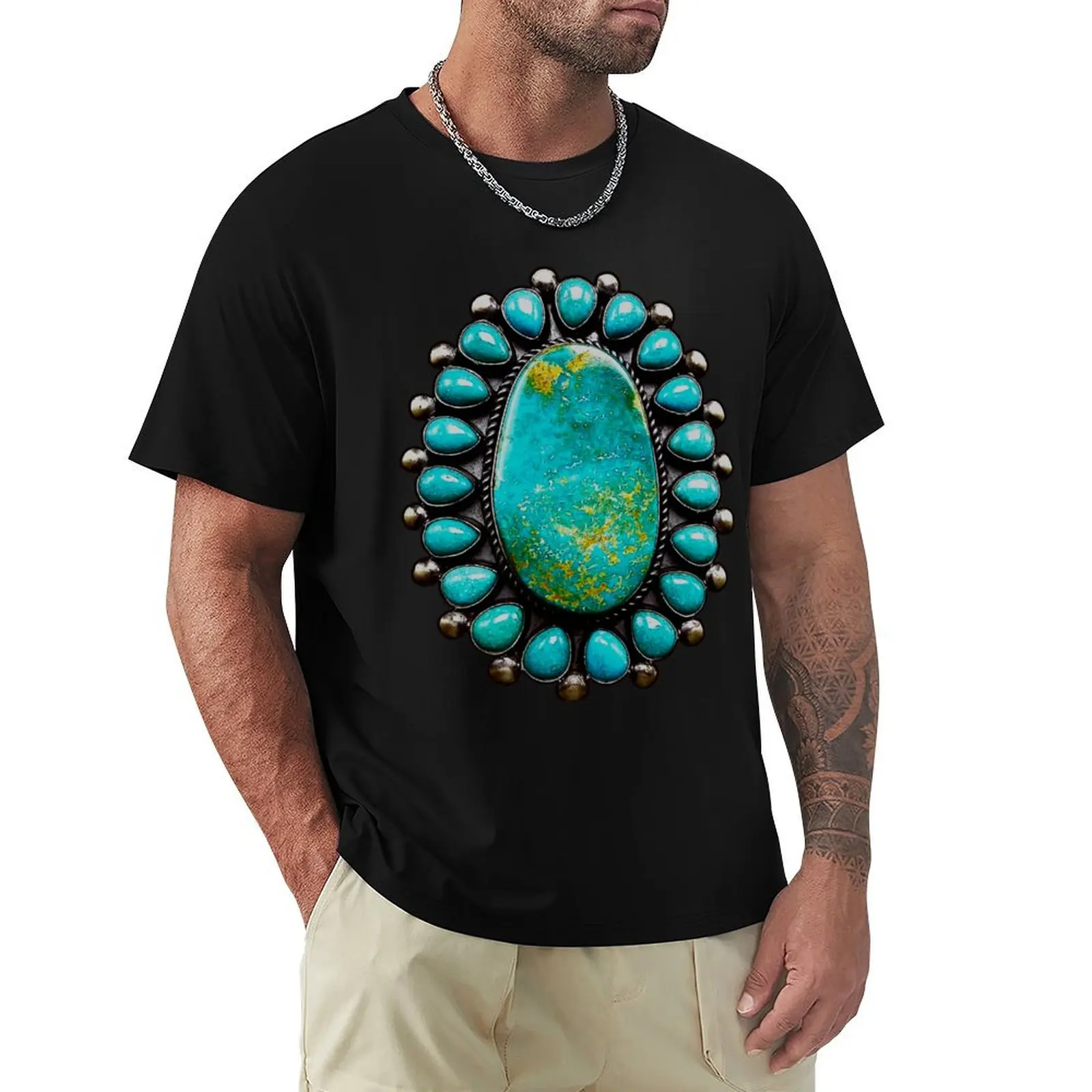 Turquoise Gemstone Jewelry T-Shirt shirts graphic tees man clothes oversized t shirt men