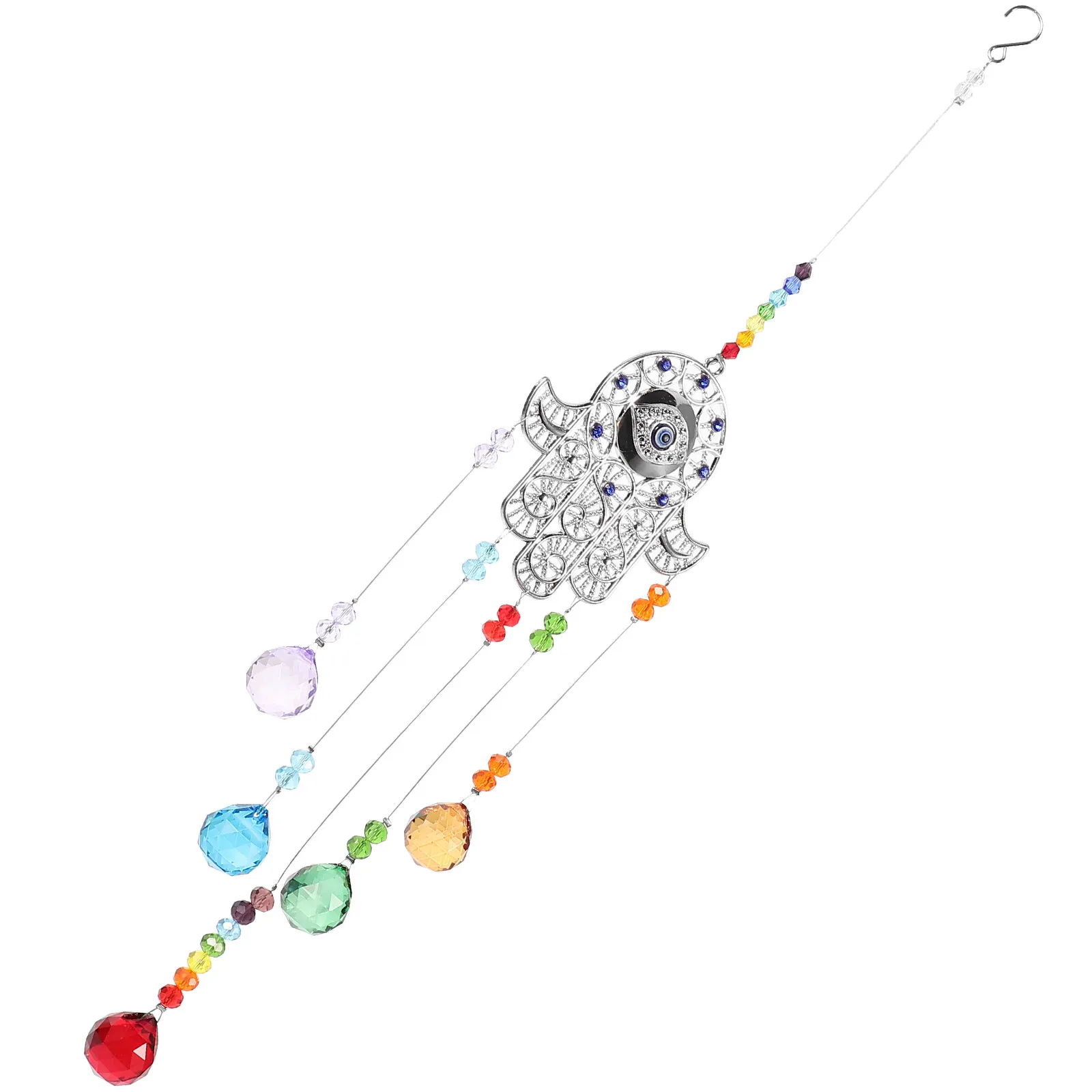 Crystal Glass Evil Eye Sun Catcher Hanging Prism Window Ornament Rainbow Light Home Garden Decor
