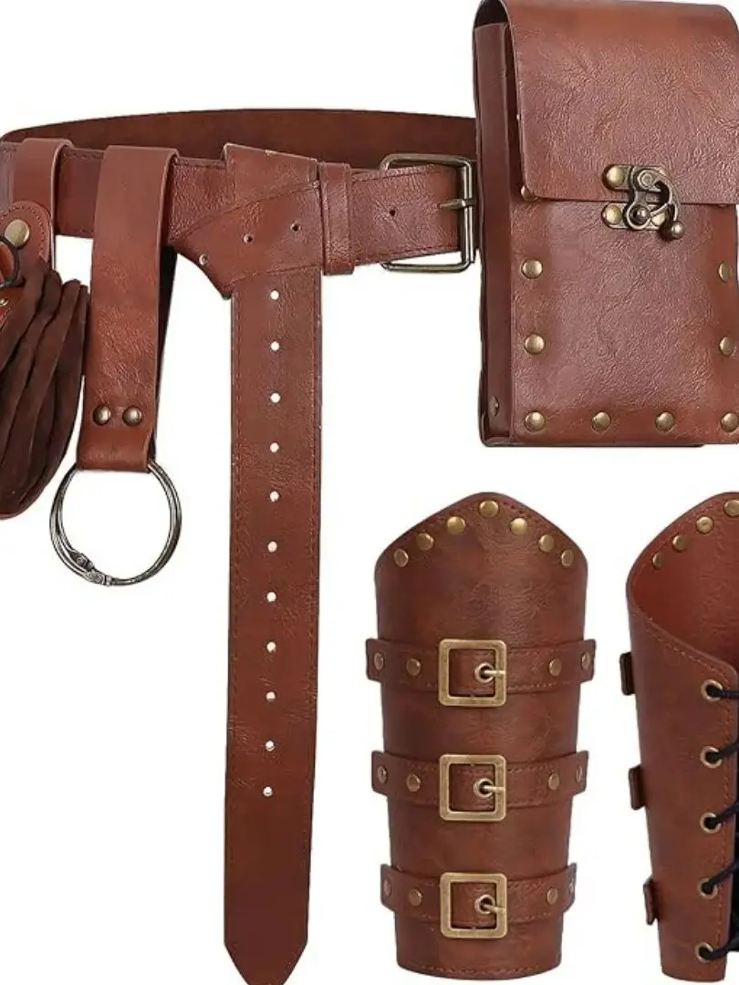 Renaissance-Gürteltasche aus Leder, Geldbörse, Wikinger, mittelalterliche Lederarmschienen für Halloween, Retro, mittelalterliches Festival, Kostüm, Cosplay