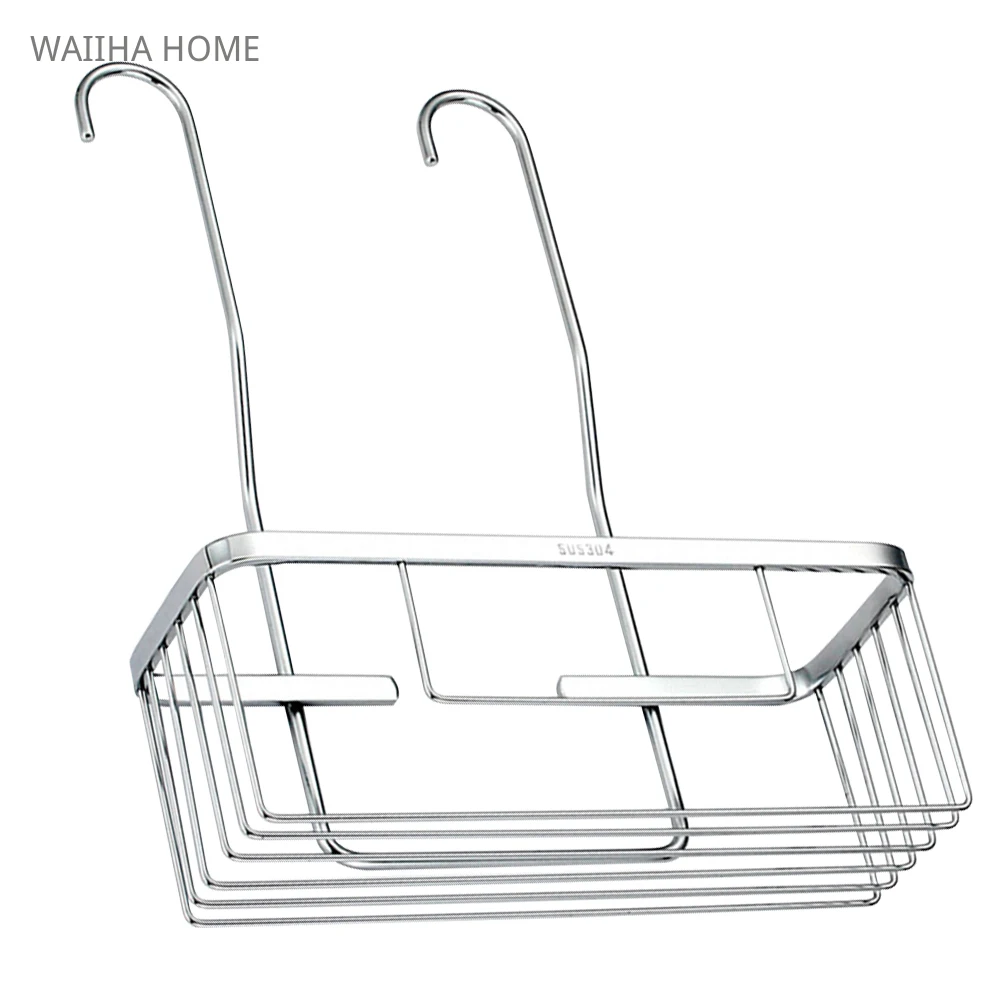 

304 Stainless Steel Storage Rack Shelf Shower Rack Hanging Shelves Kitchen Bathroom Rack Shower Room Hanging Basket Holder