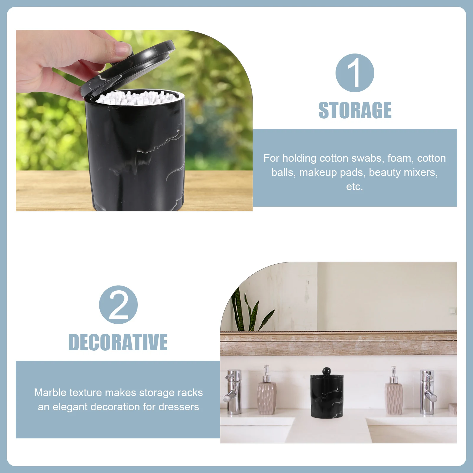

Marble Storage Box Resin Clear Lines Modern Design Bathroom Decor Cotton Swab Holder Pad Container Toothpick Box Dust