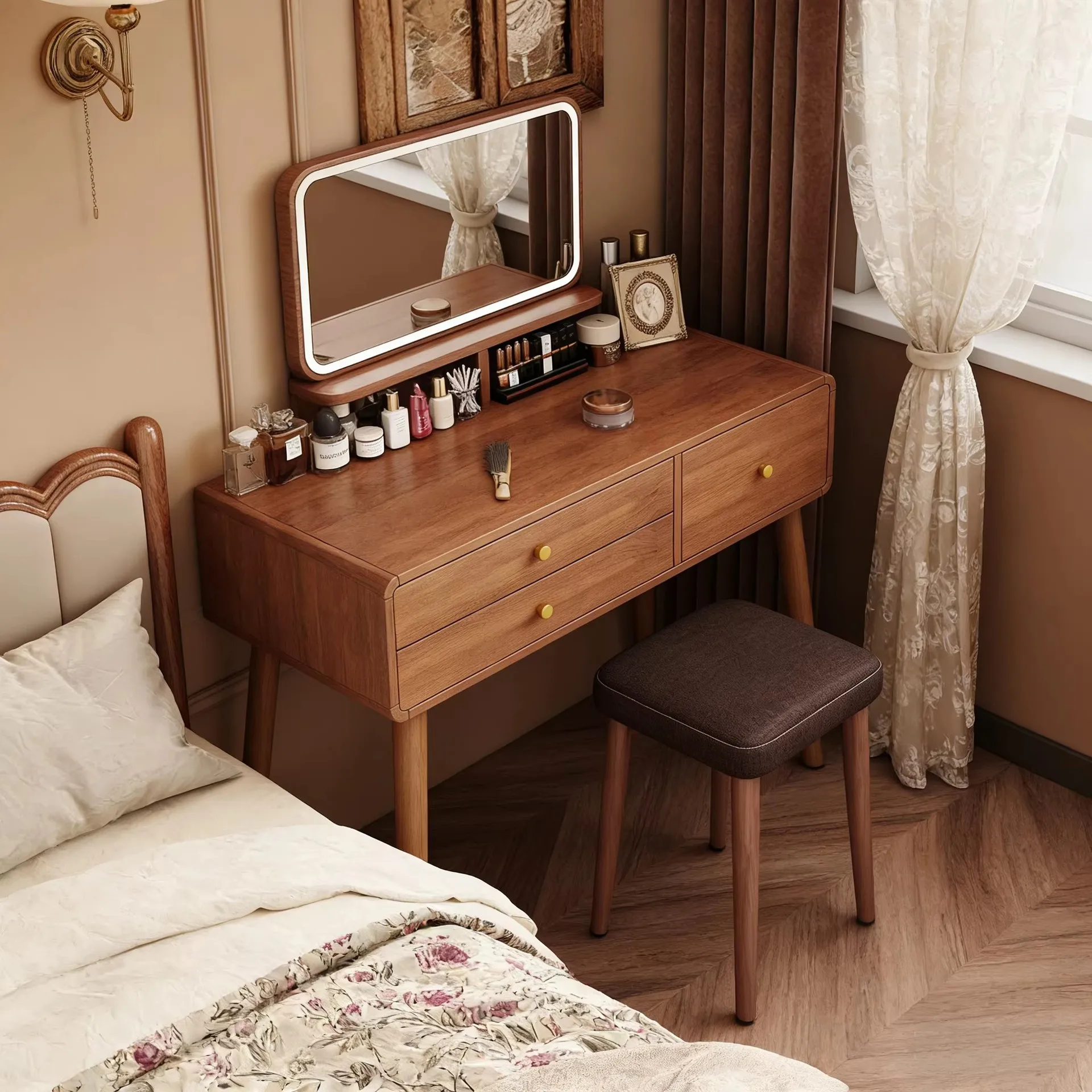 Dresser corner chest integrated bedside table, bedroom storage cosmetic table