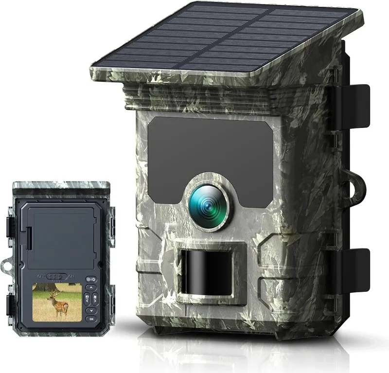 30MP 2K Solar Panel Hunting Camera Infrared Night Vision Monitoring Wildlife Trap Trail Camera Video Photo Recorder Cam