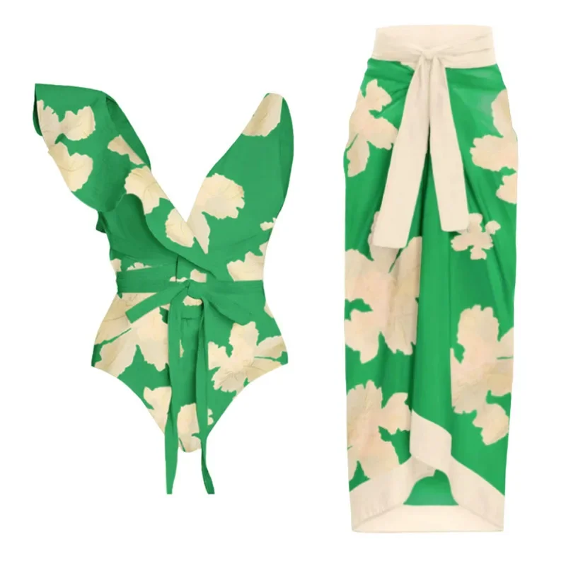 New printed one-piece swimsuit vacation beach bikini