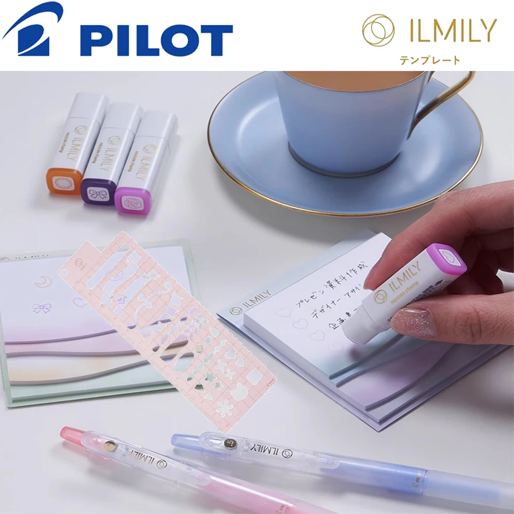 1 piece Japanese PILOT ILMILY milk juice limited color hand account stamp template kawaii ruler school supplies