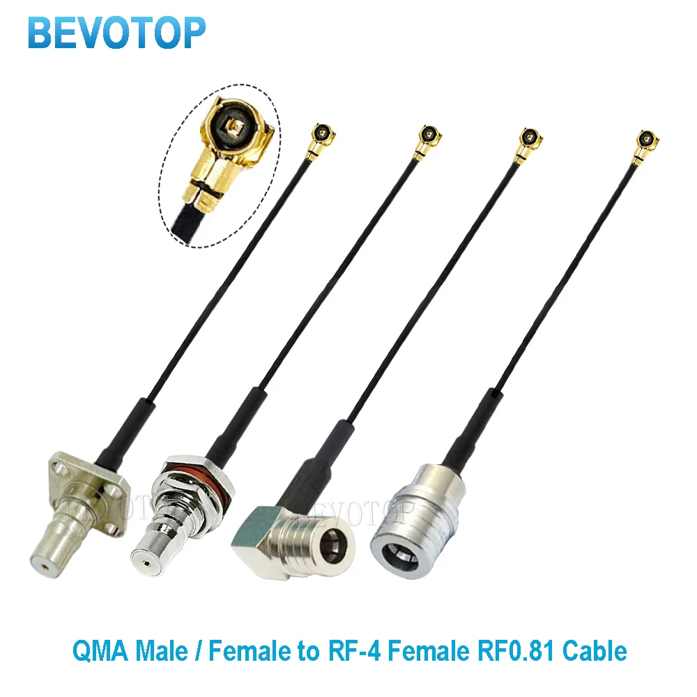 10PCS/LOT QMA to IPX Cable QMA Female to U.fl IPX-3/IPX-4 (MHF-4) Female Connector RF0.81 Pigtail Jumper Cable BEVOTOP