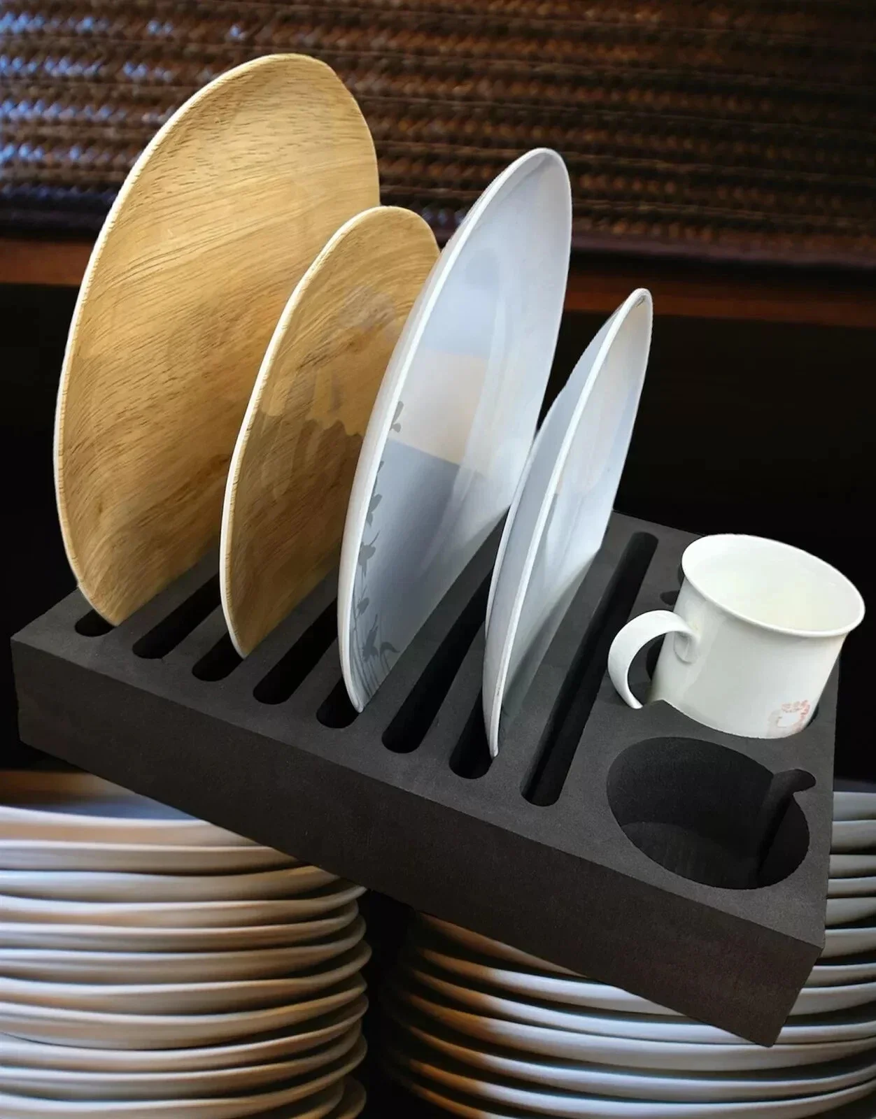 

1 шт., черный пенопластовый держатель для хранения, органайзер для чашки, тарелки, стеклянная кружка, дом на колесах, автофургон, кемпер, фургон, аксессуары для хранения в салоне