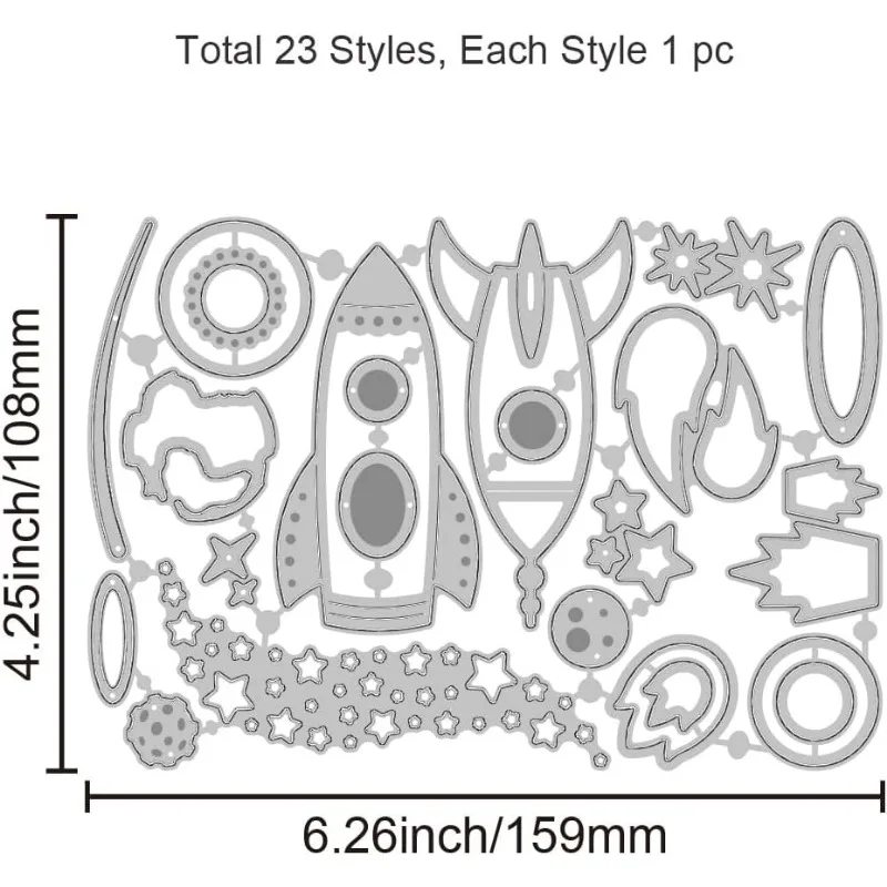 1szt Space Rocket Wykrojniki do tworzenia kartek Metalowe wykrojniki Wszechświat Szablony do wytłaczania dzienników Scrapbooking