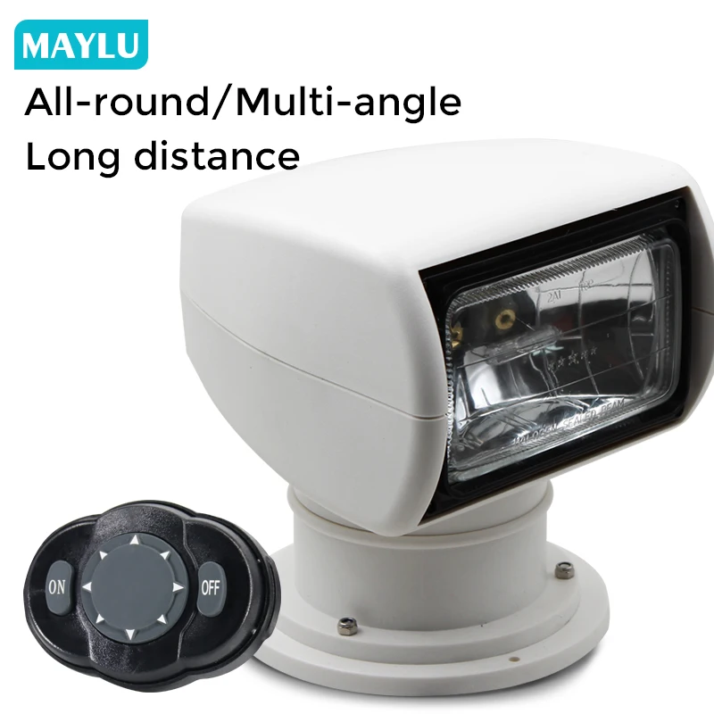 12V / 24V 100 W White Lamp Halogen Marine Remote Control Searchlight White Boat Yacht Spotlight for Navigation Docking Search
