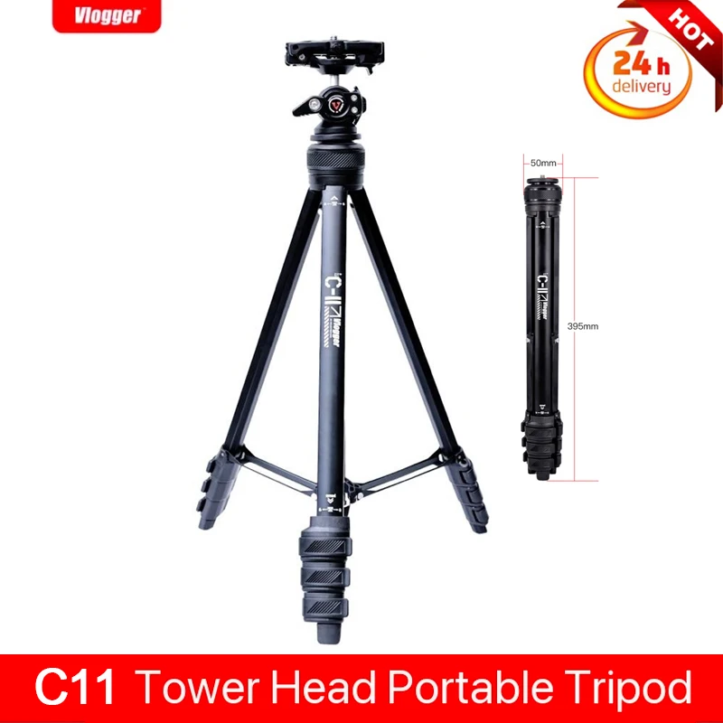 

Vlogger C11 Portable Tripod Stand Bracket Aluminum Universal 1/4" Screw Telescopic Tripod for Phones DSLR Mirrorless Cameras