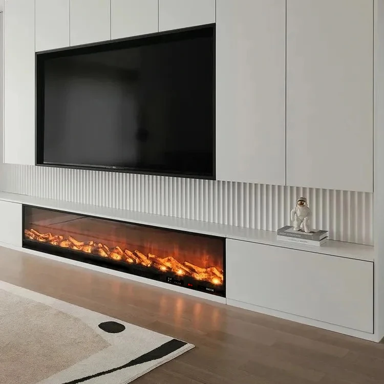 Chimenea eléctrica decorativa 2D de 1800mm con música, cambia automáticamente la llama, chimenea de llamas realistas Multicolor