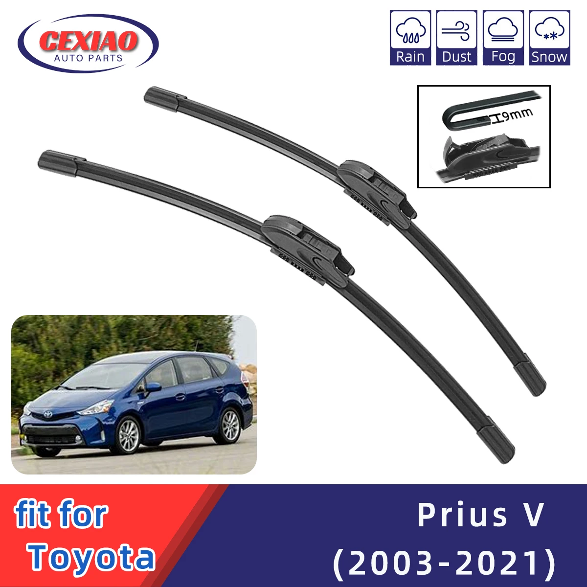 For Toyota Prius V Front Windshield Wiper General Motors Multifunctional Double Rubber Strip Wiper Wholesale 2021 2018 2015 2009