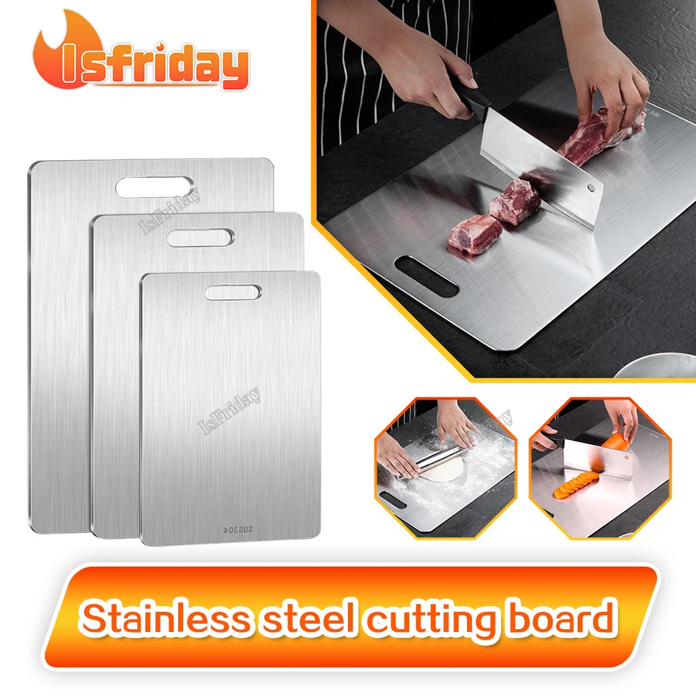 New Thickened Stainless Steel Cutting Board Antibacterial and Mildew-proof Household Cutting Board Kitchen Kneading Dough Board