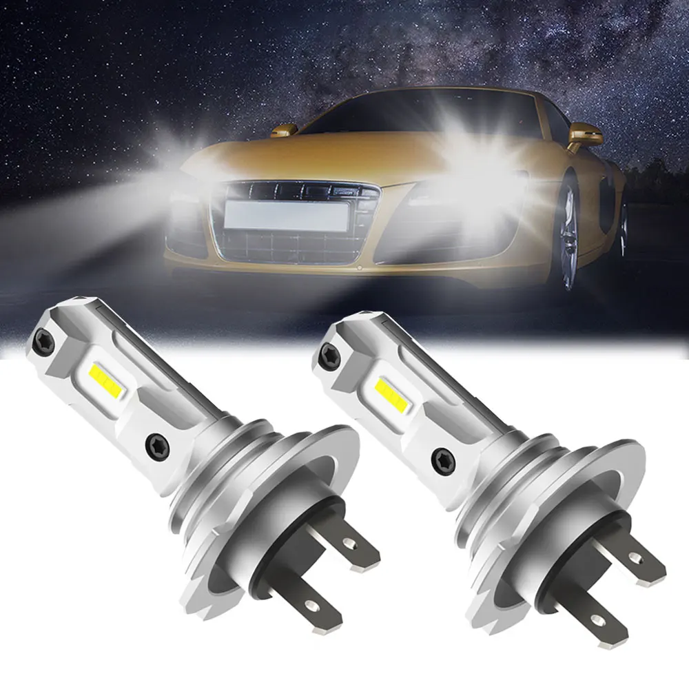 

H7 LED Headlights Fanless Wireless Mini Size Design for Car Headlight CSP LED Bulb 6500K White 360 Degree Beam Angle Gadget