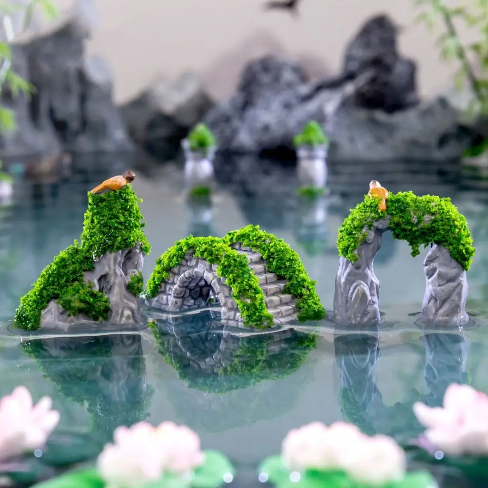 Multicolor Chinese-style Building Figurines Resin Ecological Bottle Ancient Architecture Model Fairy Garden Retro