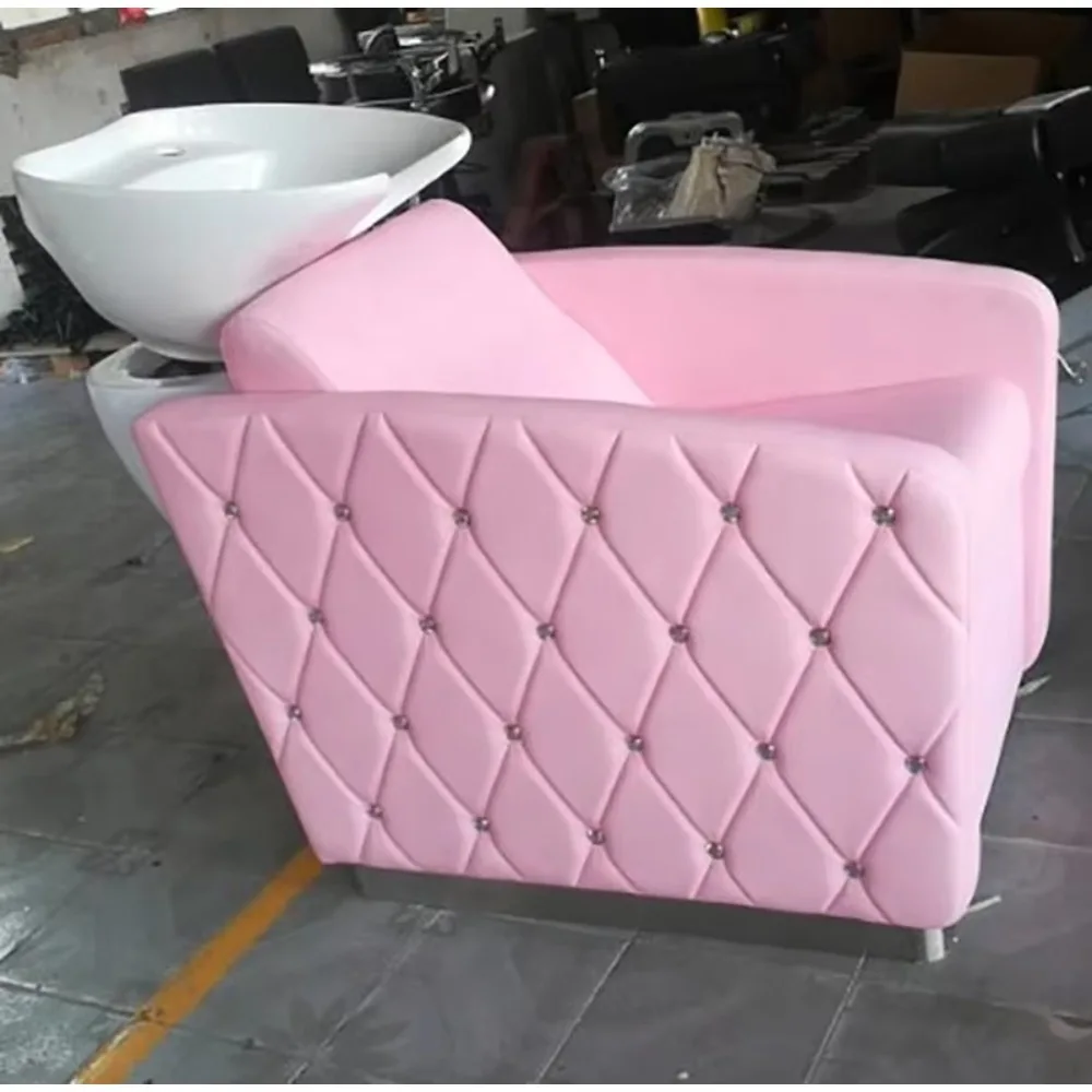 Modern Shampoo Chair Backwash Unit Shampoo Bowl Haircut Sink Chair Salon Furniture Shampoo Ceramic Basin