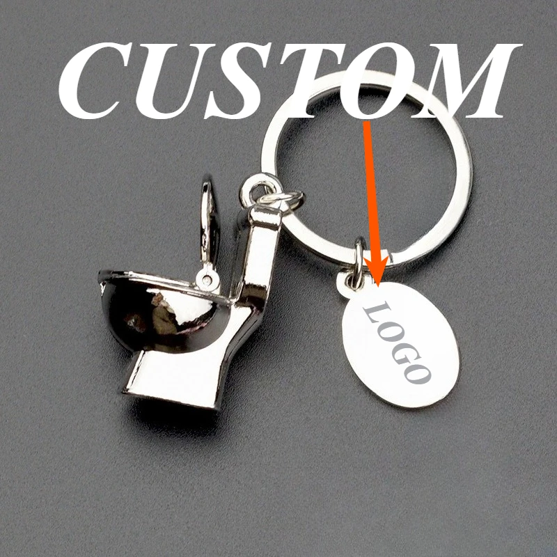1pc Custom Keychain Personalized Metal Personalized Mini Simulation Toilet Customized Key Ring Car Accessories Gift Wholesale