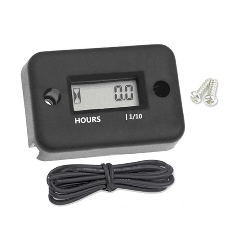 

Waterproof LCD Display Digital Hour Meter Inductive Timer For Bike Motorcycle ATV Snowmobile Engine, Black