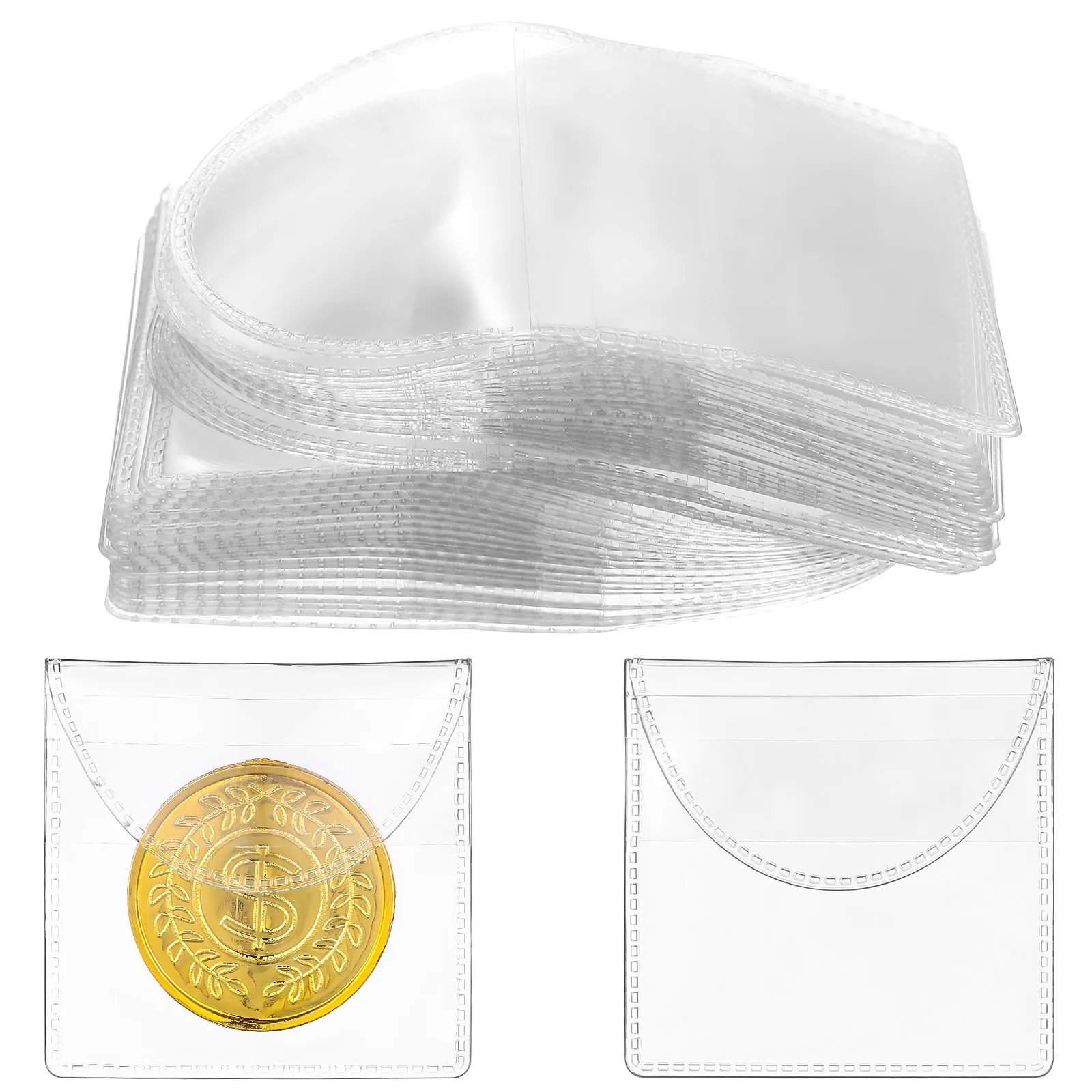 

150pcs Coin Collection Holder Clear Protective Bag for Storage Jewelry Organizer Single Pocket Sleeve Key Safe Box