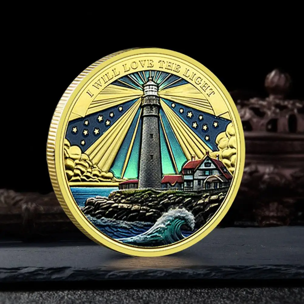 Lighthouse Ocean Coin Ocean Voyage Memento Nautical Lighthouse Ocean Metal Collectible Coin for Long Voyage Travel Souvenir