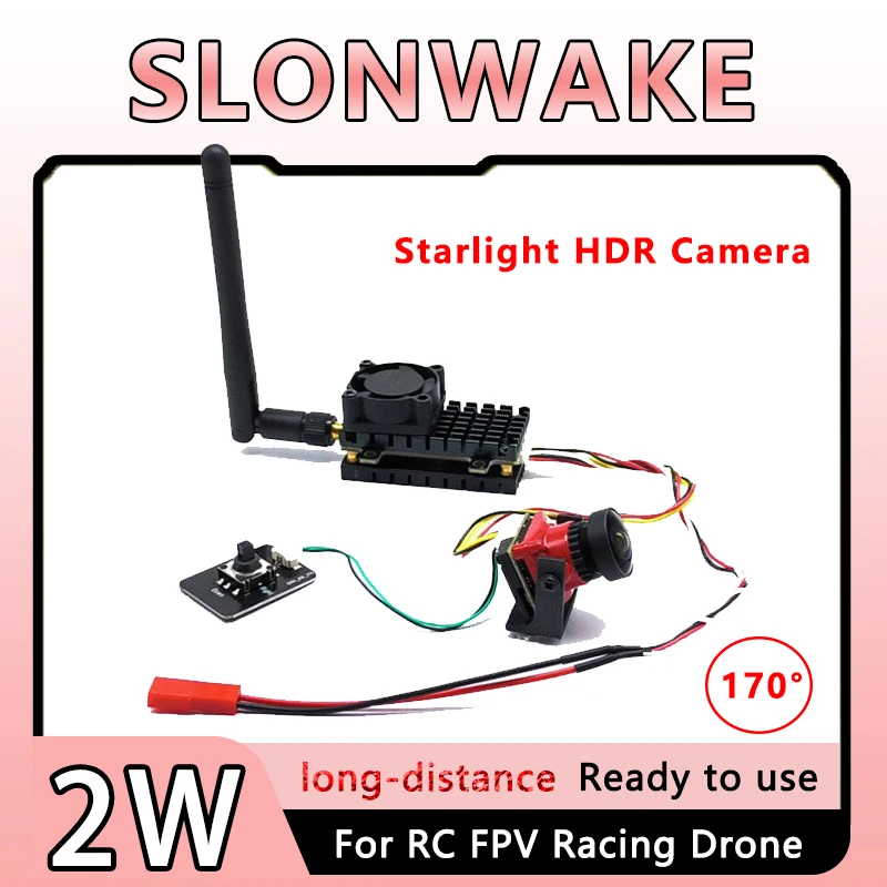 SLONWAKE 5.8G 56CH 2000mW VTX Camera and Starlight HDR OSD 1200TVL fpv camera 1.66mm Lens for RC Playing Parts