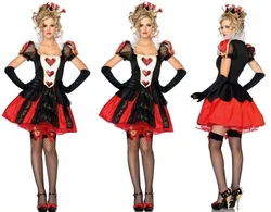 Halloween Heks Cosplay Alice In Wonderland Rood Hart Koningin Jurk