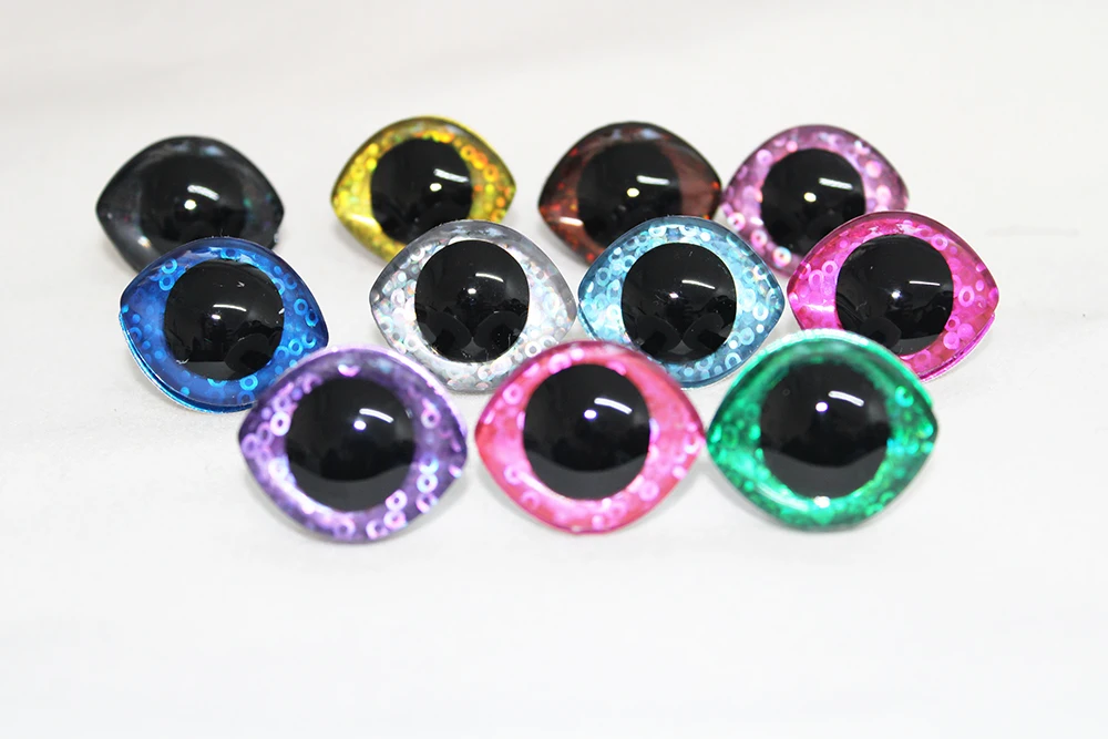 

10pcs 28x23mm 20x23mm Oval 3D Glitter clear safety toy eyes with washers for diy plush doll accessories--Q11