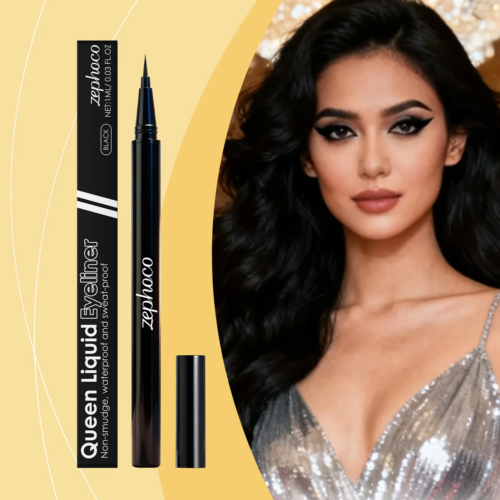 Hellbrauner Eyeliner, wasserfest, wischfest, flüssiger Eyeliner-Stift, ultrafeine Spitze, schnell trocknend, sanft zu den Augen, leicht zu entfernen