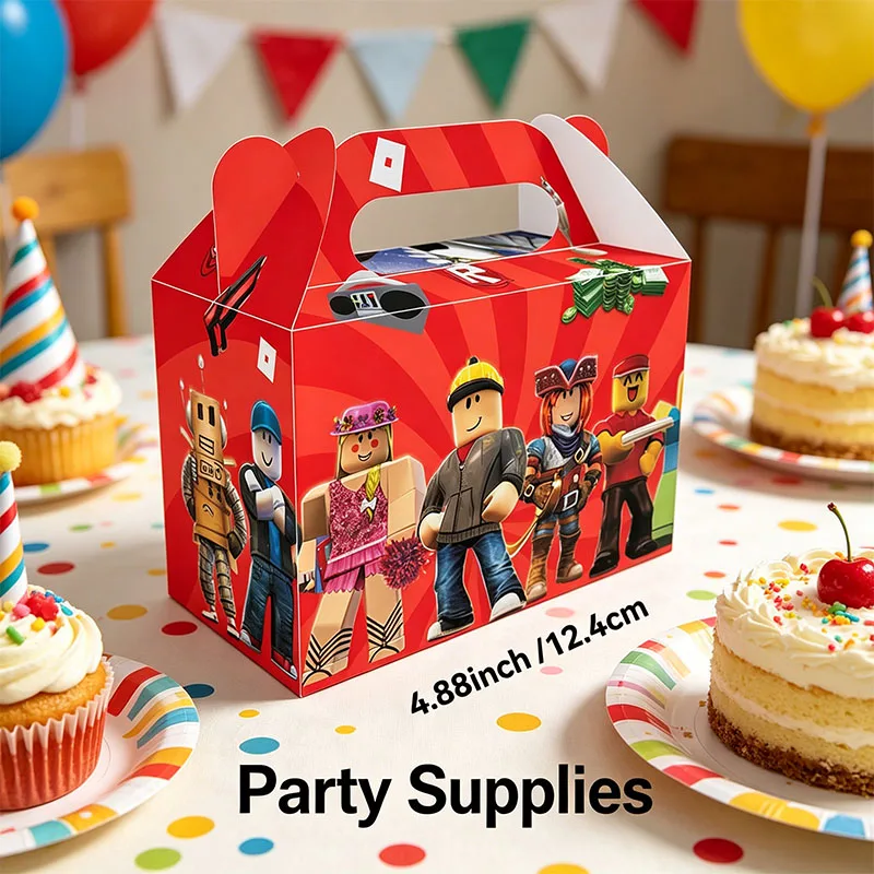 Roblox-Themen-Papierbox-Kombination mit Spielfiguren, Süßigkeiten-Geschenktüten für Babyparty und Geburtstagsfeier-Dekorationen – Detail 3