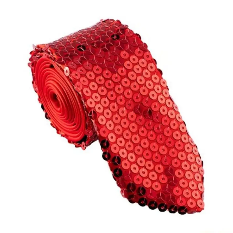 31BF Shining Sequined Tie Adult Unisex Adjustable Neck Tie for Festival Formal Event