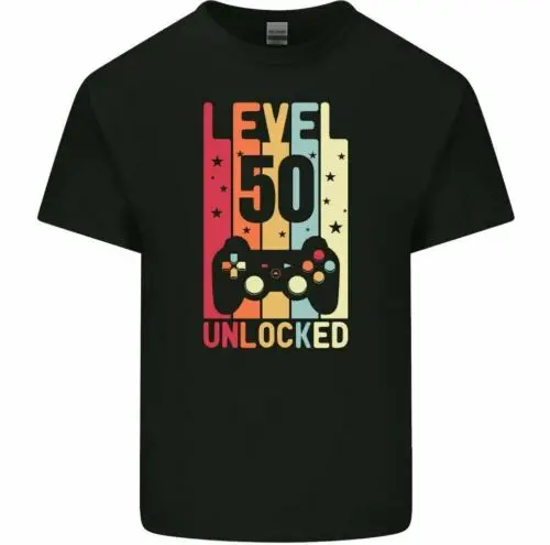 50th Birthday T-Shirt 1974 Mens Funny LEVEL UNLOCKED 50 Year Old Gaming Tee Top