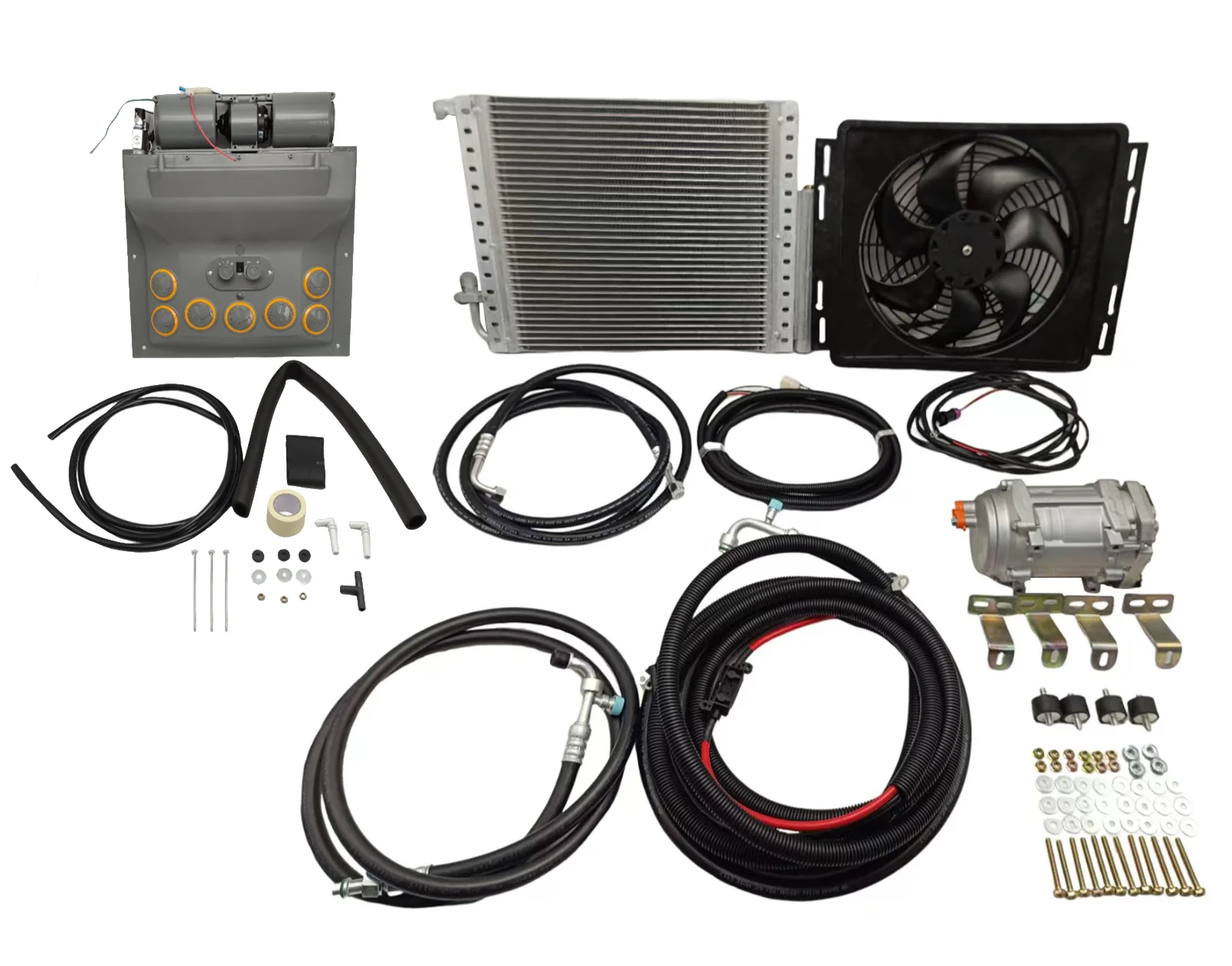 Treeligo Universele 12V 24V Snelle Koeling Auto Elektrische Airconditioning Compressor Condensor Fan Auto Vrachtwagen Airconditioner AC set