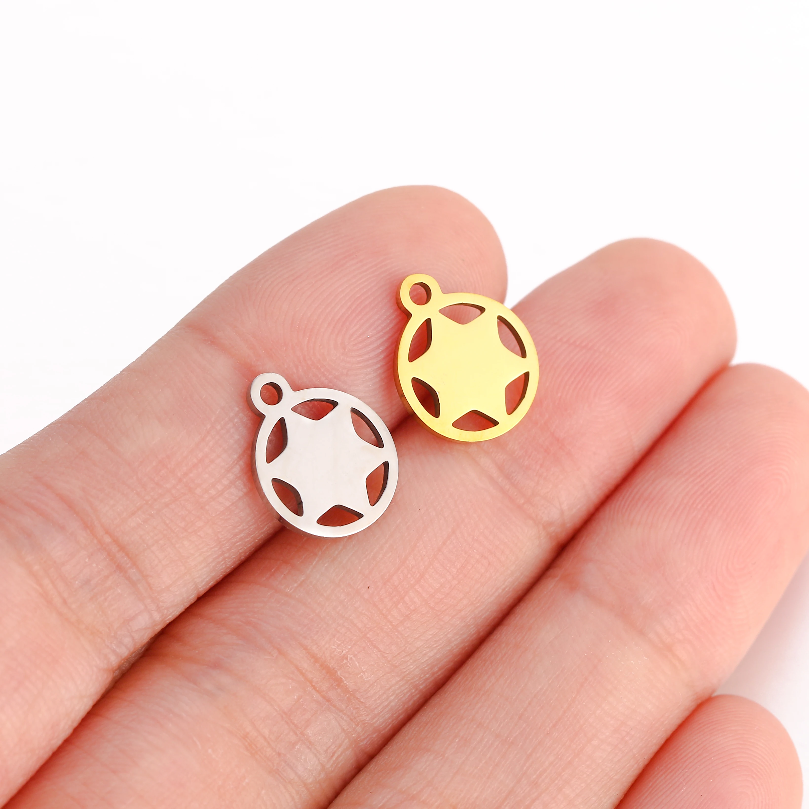 5 Stück Edelstahl Mini Stern/Klee/Handfläche Charm Verbinder Anhänger DIY handgemachte Halskette Ohrringe Schmuckherstellung Zubehör – Detail 9