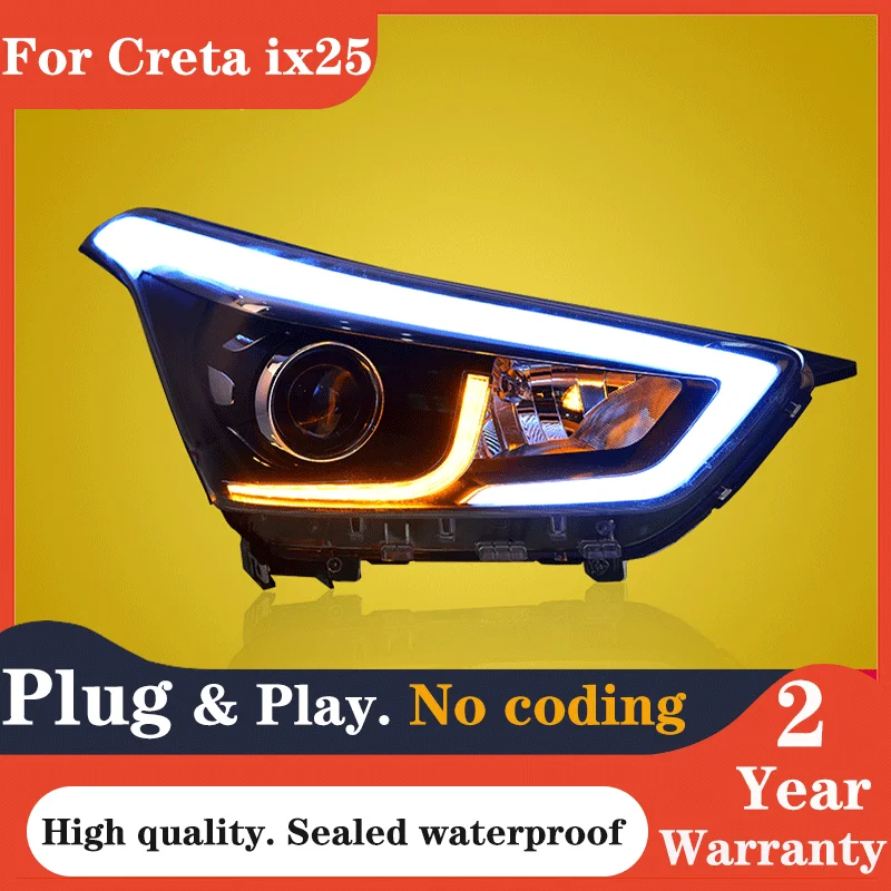 

Car Styling For hyundai ix25 headlights For hyundai Creta LED head lamp Angel eye led DRL front light Bi-Xenon Lens xenon