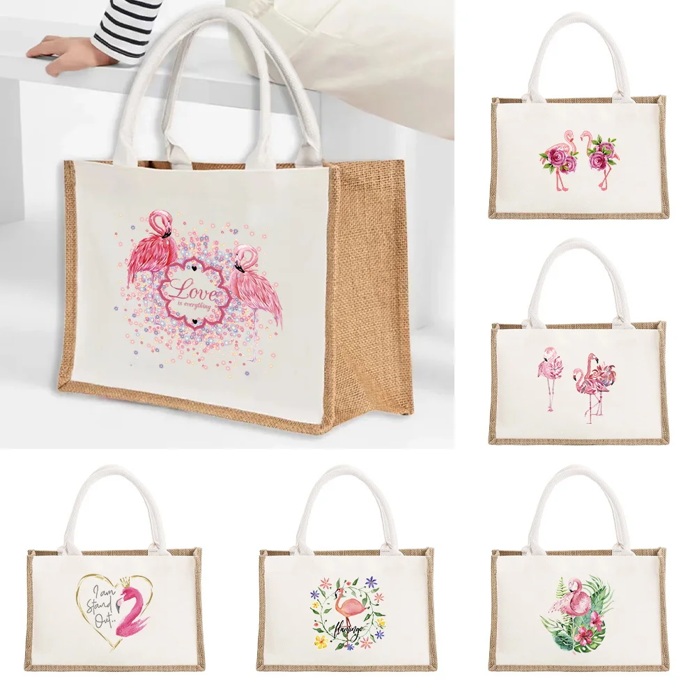 

Fashion Tote Bag Women's Shopping Bags Large Capacity Flamingo Pattern Portable Beach Outdoor Grocery Casual Storage Handbag