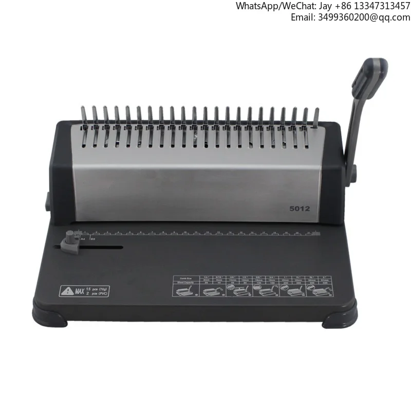 

WD-5012) DesktopA4 Size 21 Hole Punching And Binding Manual Rubber Ring Binding Machine Plastic Comb Binding Machine