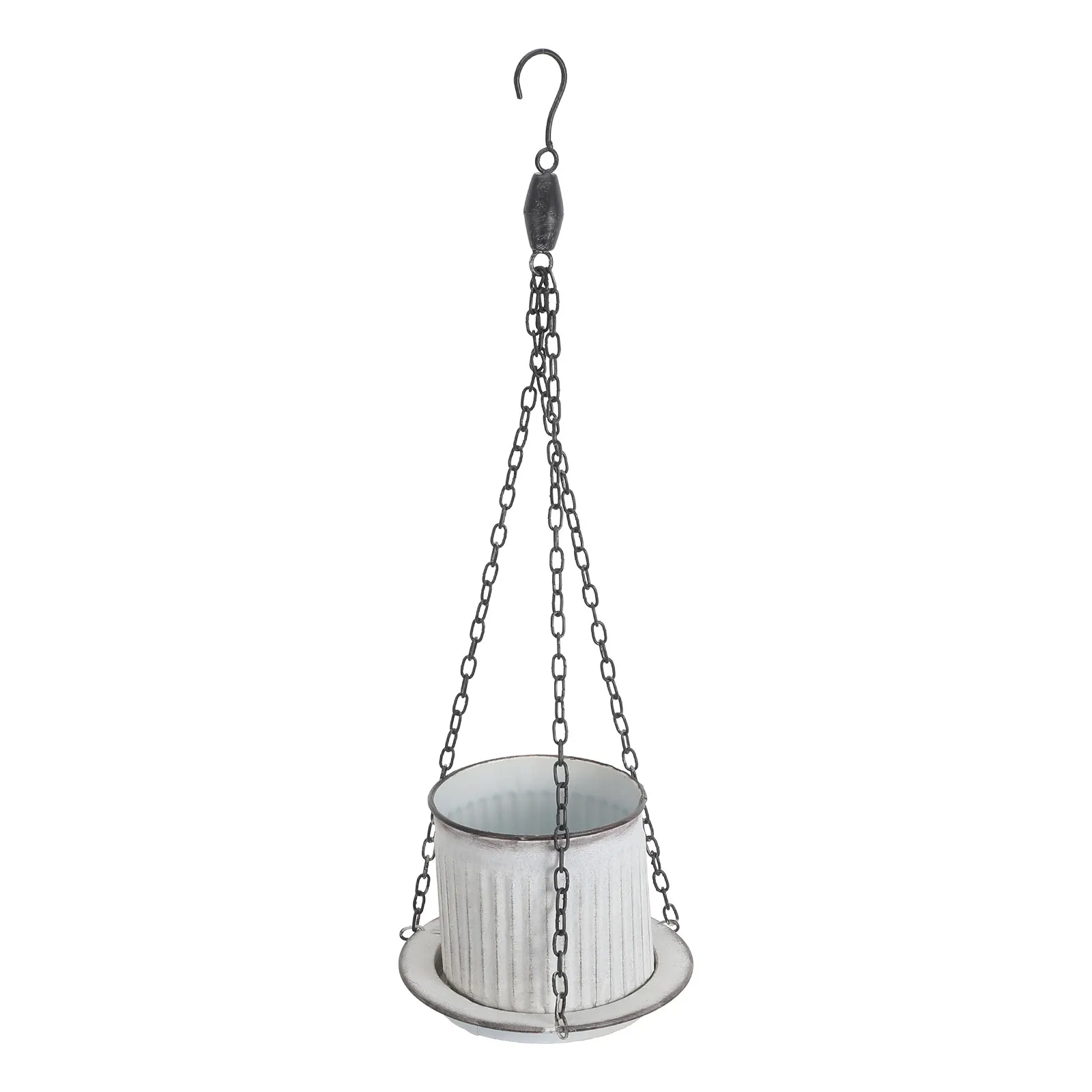 Metal Hanging Planter Decorative Rusty Iron Hanging Plant Pot with Saucer Tray for Indoor Outdoor Garden Patio Deck Porch