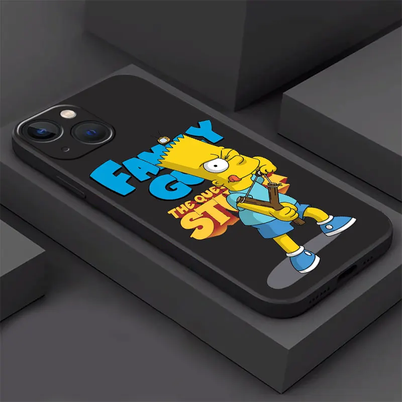 Phone Soft Case For iPhone 15 14 13 12 11 Pro Max XS Max XR X 7 8 6 6S 15pro 14 Plus 12 Mini SE Black Cover Simpsons Bart Homer