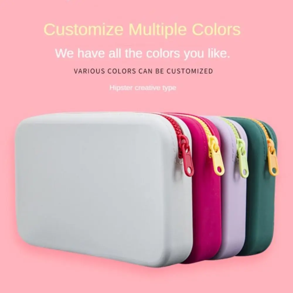 Portable Square Cosmetic Storage Bag Large Capacity Silicone Makeup Brush Holder Waterproof with Zipper Makeup Pouch Travel