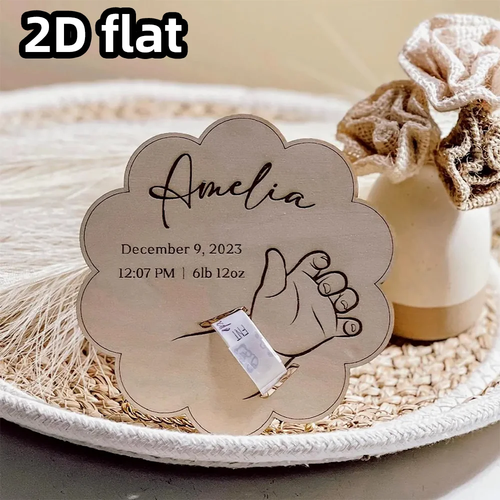 Engraved Wooden Baby Bracelet Holder Single Item, Birth Hospital Keepsake, Personalized Nursery Decor image 3