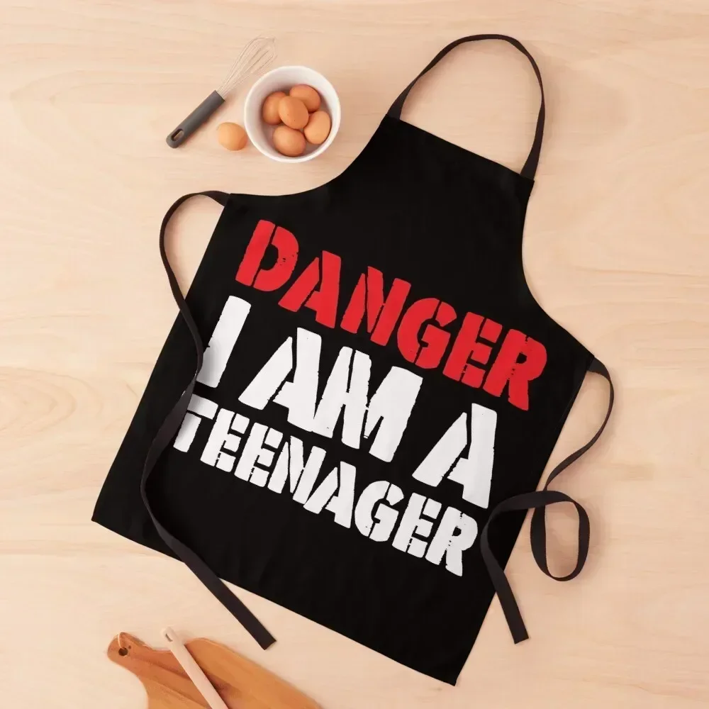 

Danger I am a Teenager - Funny 13th Birthday Gift Apron For Woman Kitchen And Household Goods Beauty Apron
