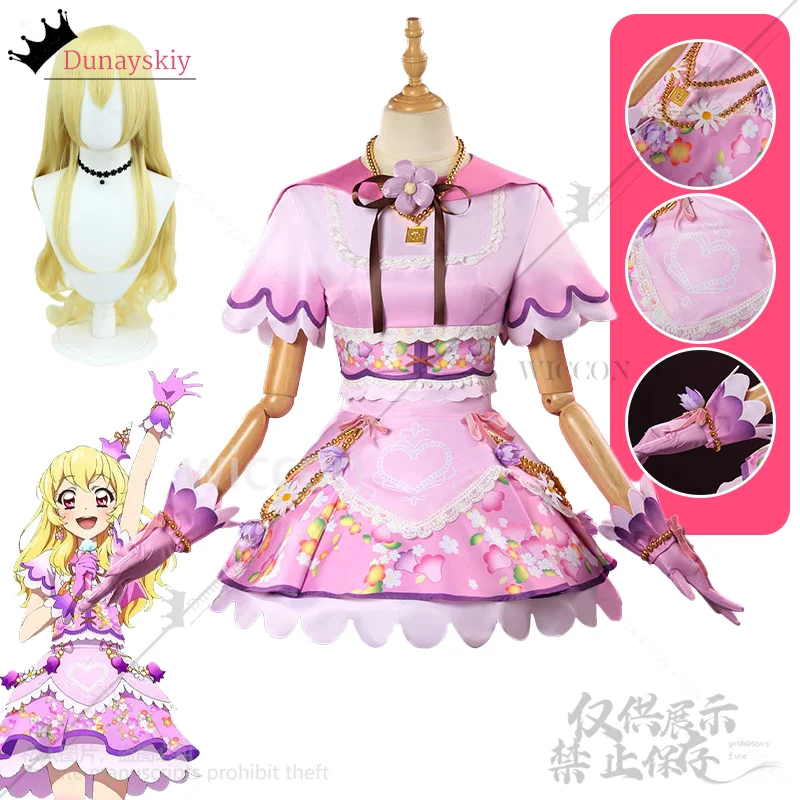 

Aikatsu！cosplay Anime Hoshimiya Ichigo Performance Costume Lilac Cake Dress Kawaii Idol Pink Lolita Wigs Jirai Kei Customized