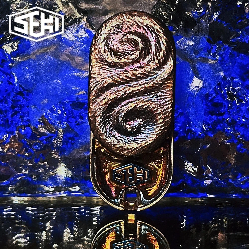 SEKI EDC Grilled Color Hammer Carving Fidget Slider Stainless Steel Push Slider DIY Orange Peel Craftsmanship Fidget Toys Adults