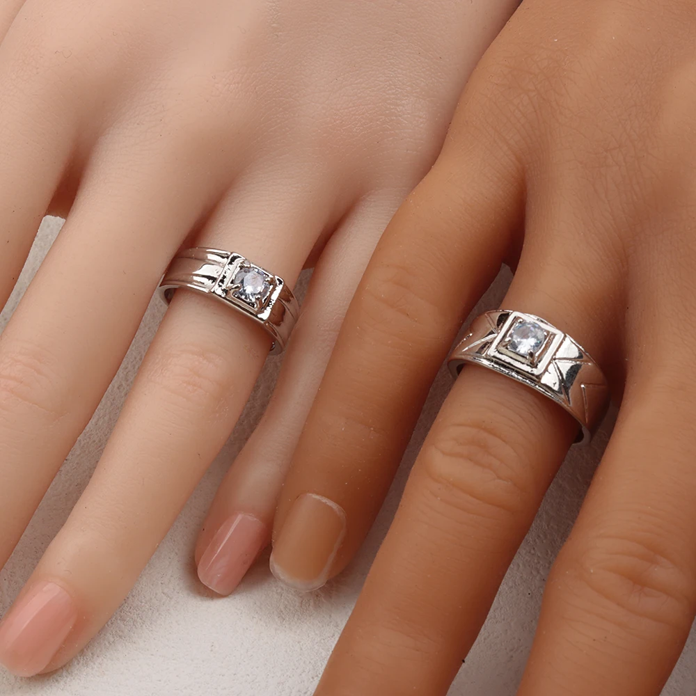20Piecs/Lot Two Color Women Man White Zircon Anniversary Classic Rings Wholesale Jewelry