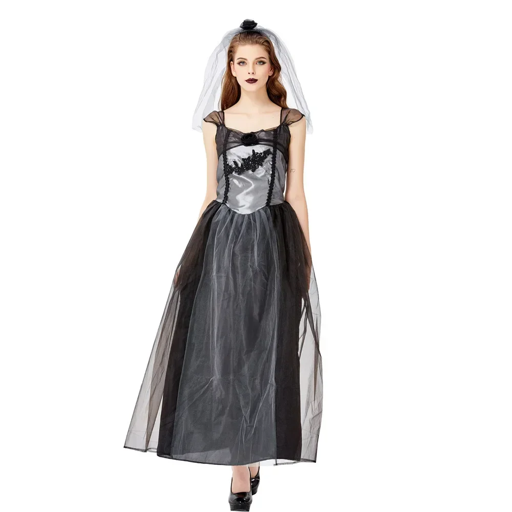 

Halloween Ghost Bride Costume Devil Witch Vampire Disguised Hell God Of Death Bride Uniform