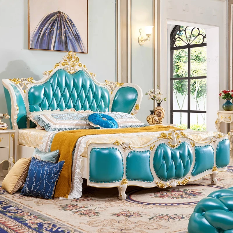 

European Double Bed Princess Trendy Luxury Wedding Adult Sleeping Bed Bedroom Queen Unusual Beliche Lounge Suite Furniture