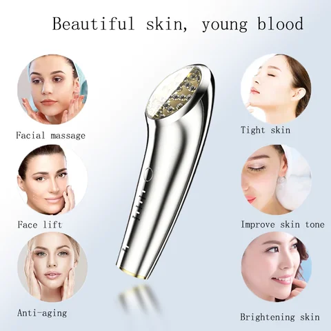 3-IN-1 RF 무선 주파수 EMS 전기 천공 LED 광자 미용 장치 피부 리프팅 주름 방지 스킨 케어 페이스 마사지