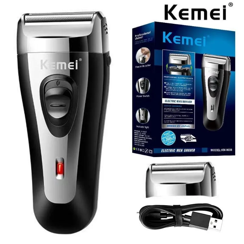 KM-9038 Krachtig Oplaadbaar Scheerapparaat Voor Mannen Folie Elektrisch Scheerapparaat Baard Hoofd Scheren Elektrisch Scheerapparaat Gezicht USB met extra mesh - afbeelding 1